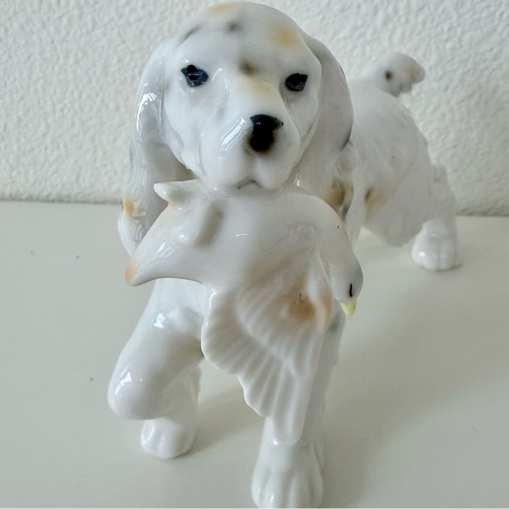 Vintage 1950’s Arnart Creations Japan English Setter Hunting Dog W/Duck Figurine - Picture 2 of 13